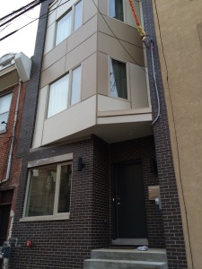 Brick front completed on this home in the Northern Liberties section of Philadelphia